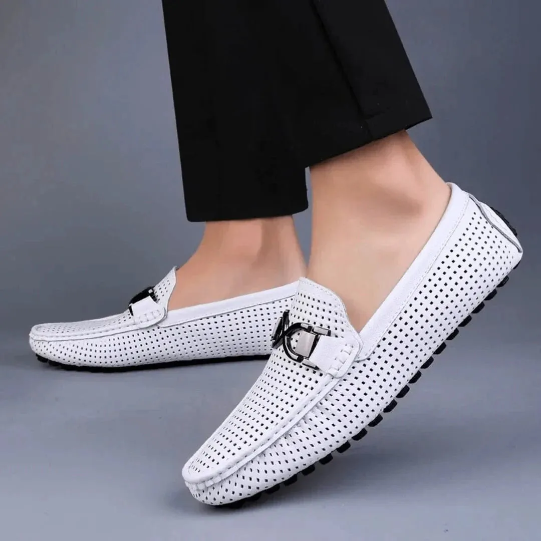 Luxe Perforated Genuine Leather Loafers