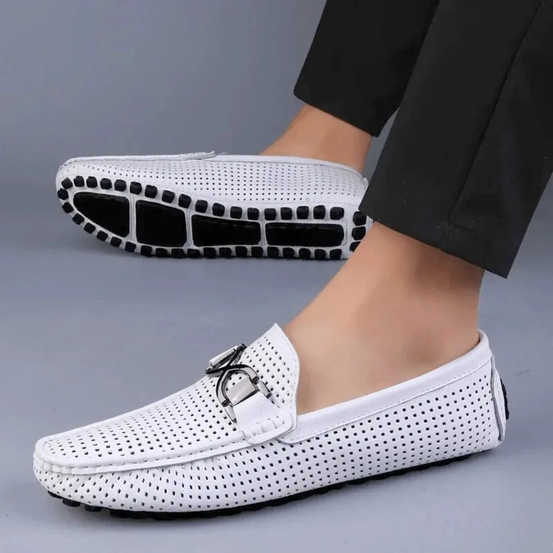 Luxe Perforated Genuine Leather Loafers