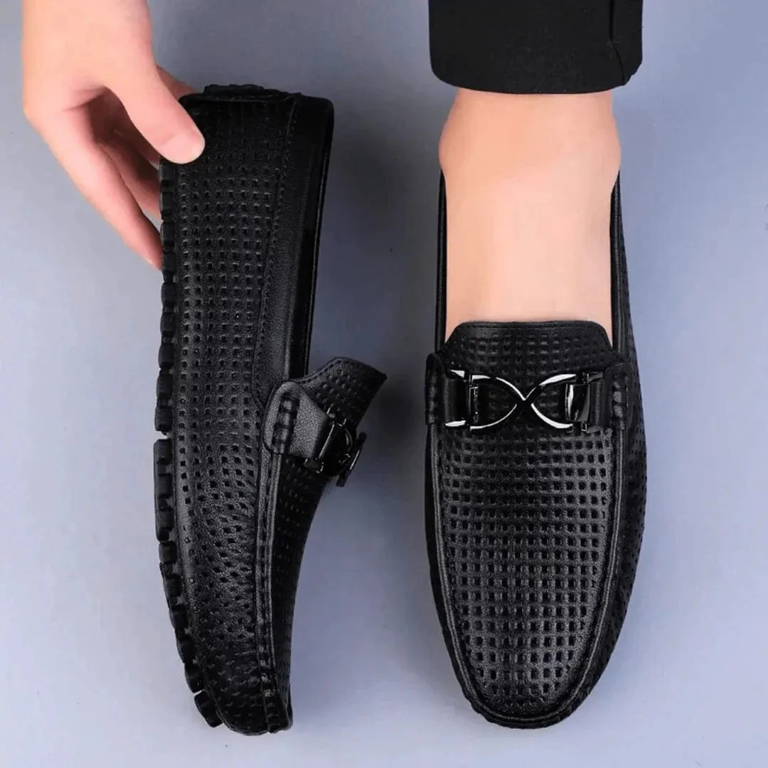 Luxe Perforated Genuine Leather Loafers