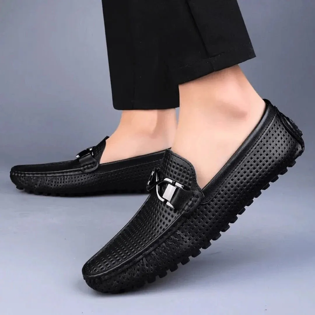 Luxe Perforated Genuine Leather Loafers