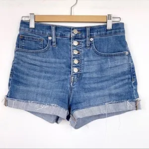 Madewell High-Rise Denim Shorts in Derby Wash Button-Front Edition 25