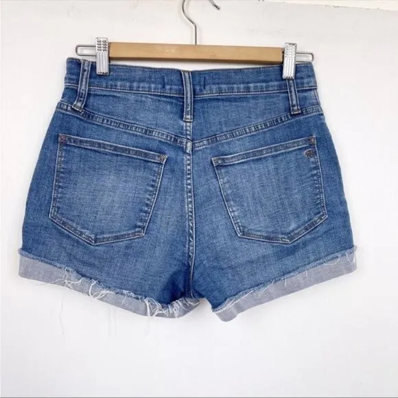 Madewell High-Rise Denim Shorts in Derby Wash Button-Front Edition 25