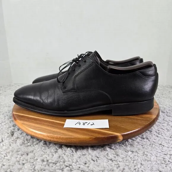 Magnanni Seve Black Leather Plain Toe Oxford Derby Dress Shoes Mens 10 M 16978