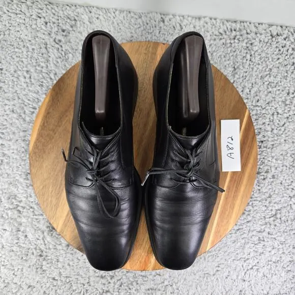 Magnanni Seve Black Leather Plain Toe Oxford Derby Dress Shoes Mens 10 M 16978