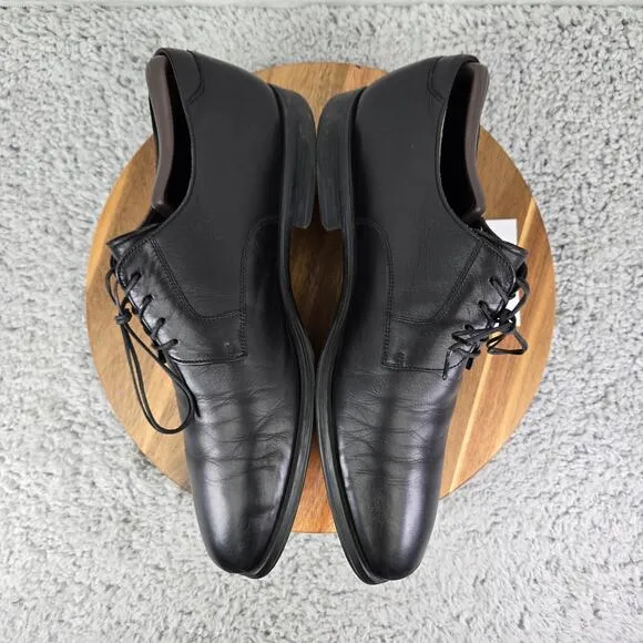 Magnanni Seve Black Leather Plain Toe Oxford Derby Dress Shoes Mens 10 M 16978