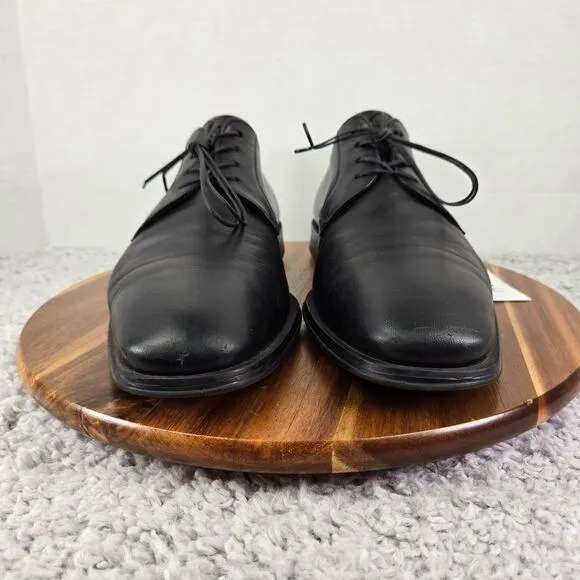Magnanni Seve Black Leather Plain Toe Oxford Derby Dress Shoes Mens 10 M 16978
