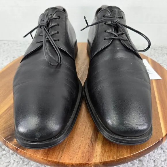 Magnanni Seve Black Leather Plain Toe Oxford Derby Dress Shoes Mens 10 M 16978