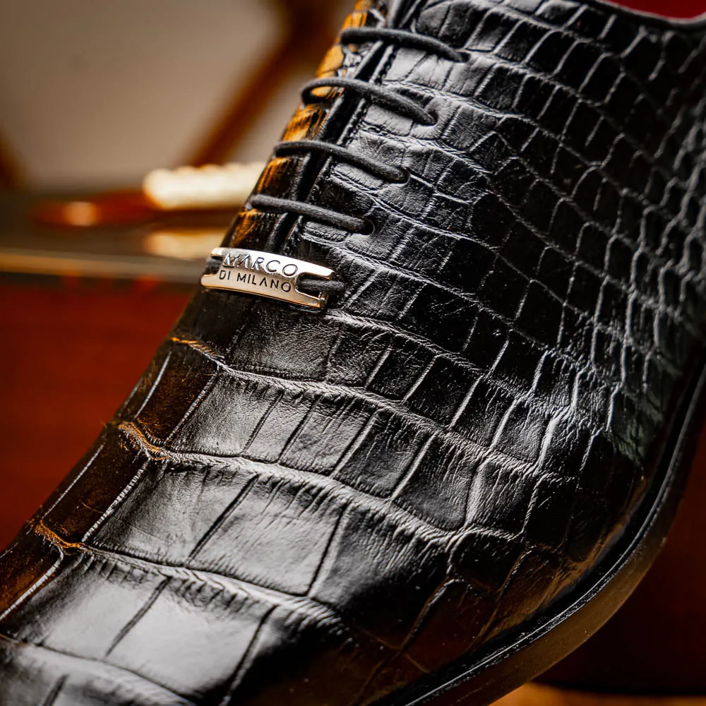 Marco Di Milano Bono in Black Alligator Oxford Shoes