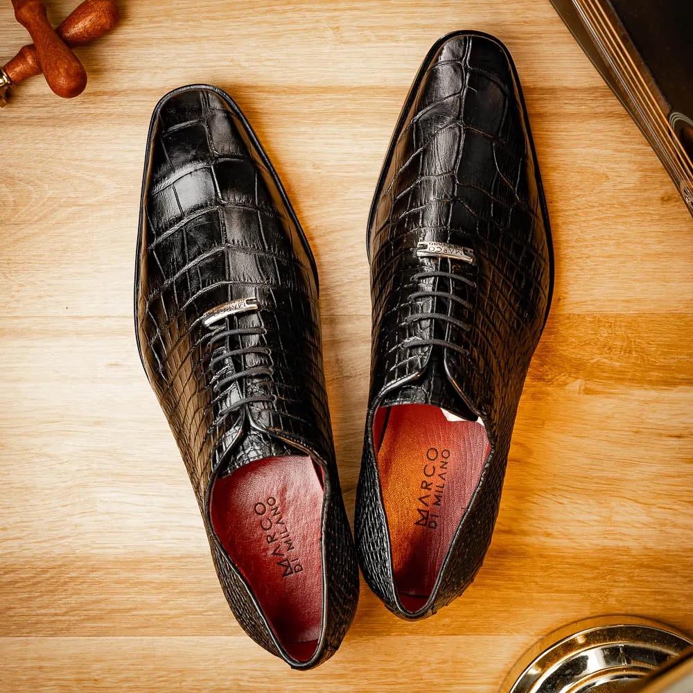 Marco Di Milano Bono in Black Alligator Oxford Shoes