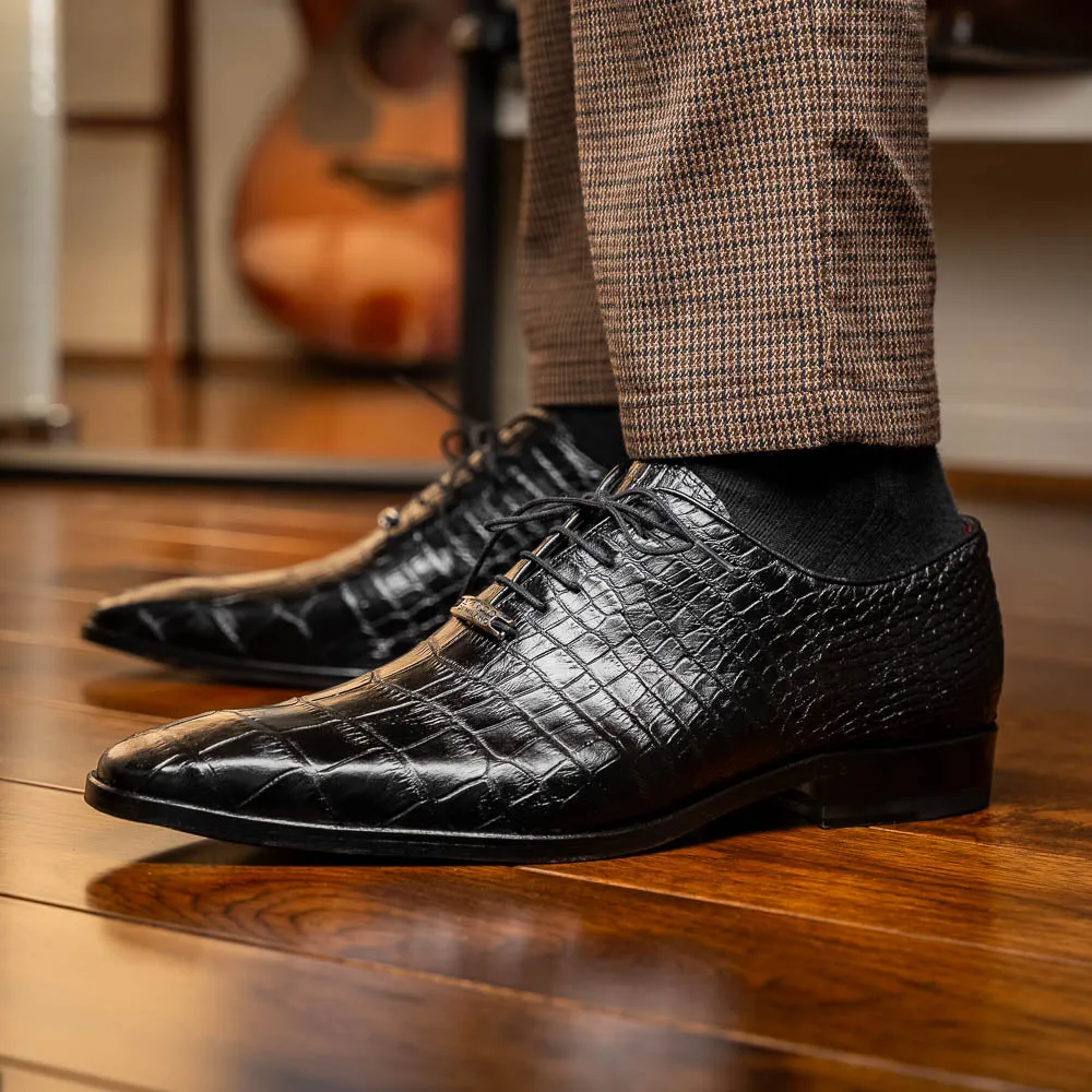 Marco Di Milano Bono in Black Alligator Oxford Shoes