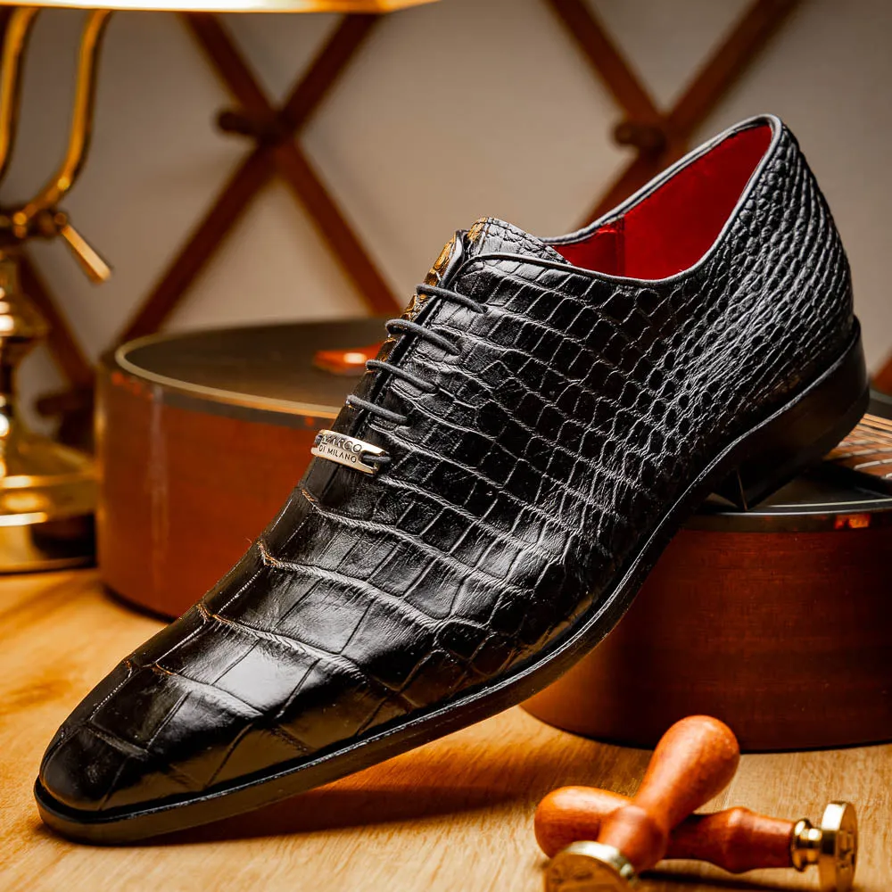 Marco Di Milano Bono in Black Alligator Oxford Shoes