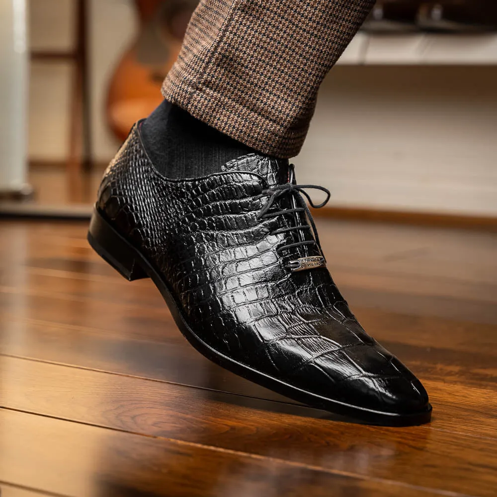 Marco Di Milano Bono in Black Alligator Oxford Shoes