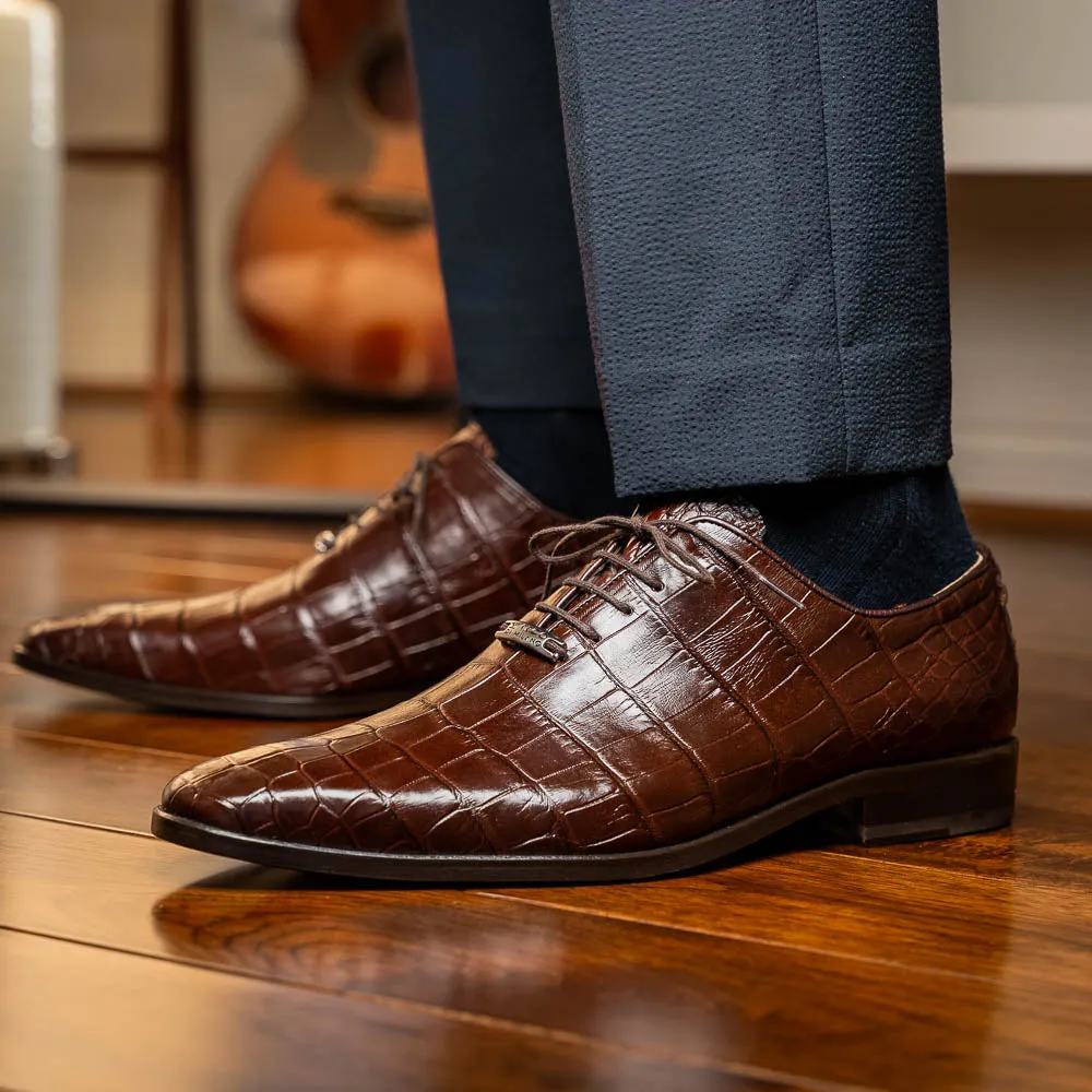 Marco Di Milano Bono in Brown Alligator Oxford Shoes