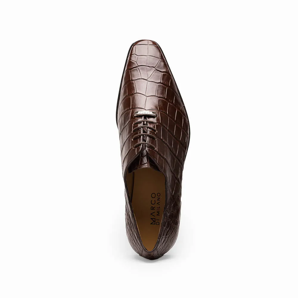 Marco Di Milano Bono in Brown Alligator Oxford Shoes