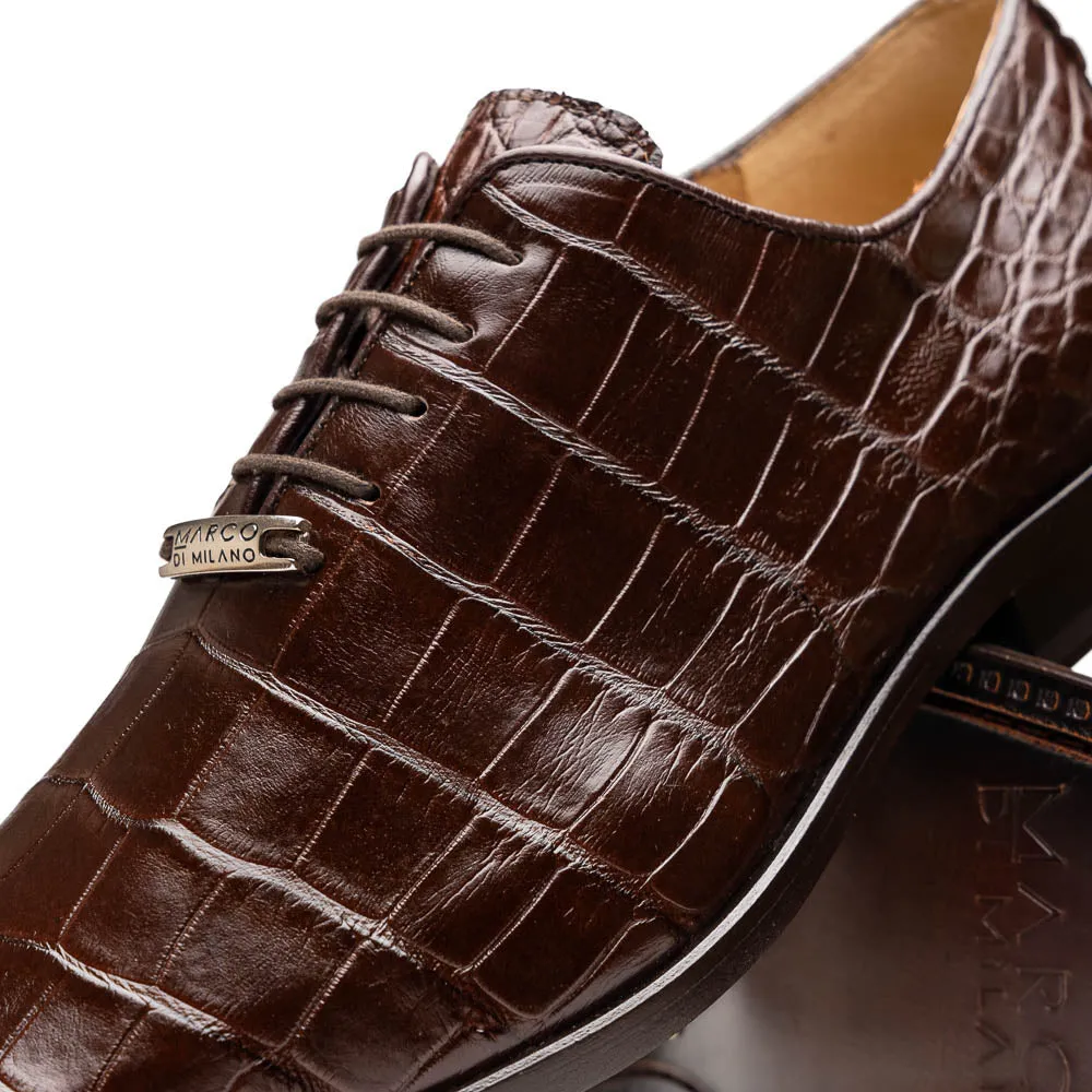 Marco Di Milano Bono in Brown Alligator Oxford Shoes