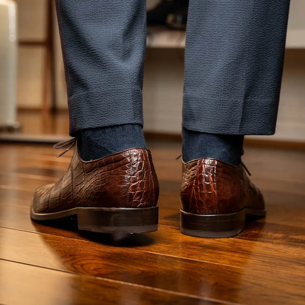 Marco Di Milano Bono in Brown Alligator Oxford Shoes