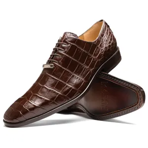 Marco Di Milano Bono in Brown Alligator Oxford Shoes