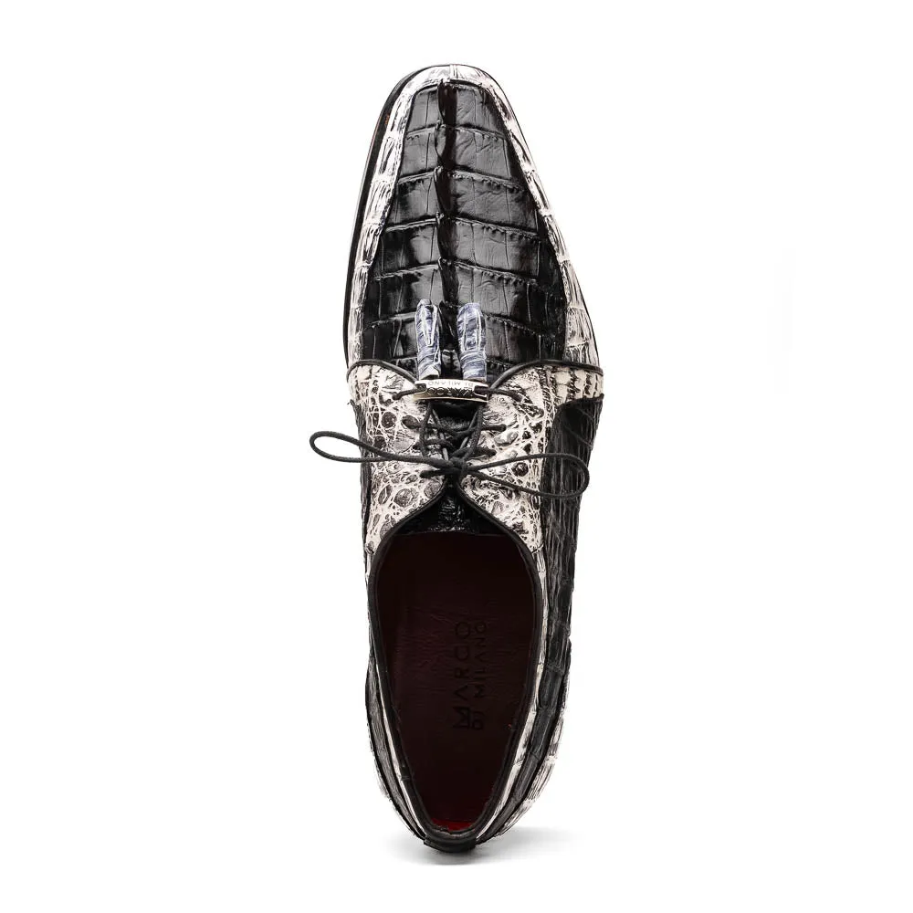 Marco Di Milano Caribe Black / Newspaper Caiman Crocodile Tail Dress Shoes