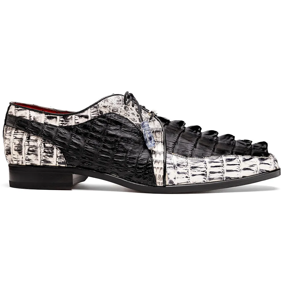 Marco Di Milano Caribe Black / Newspaper Caiman Crocodile Tail Dress Shoes