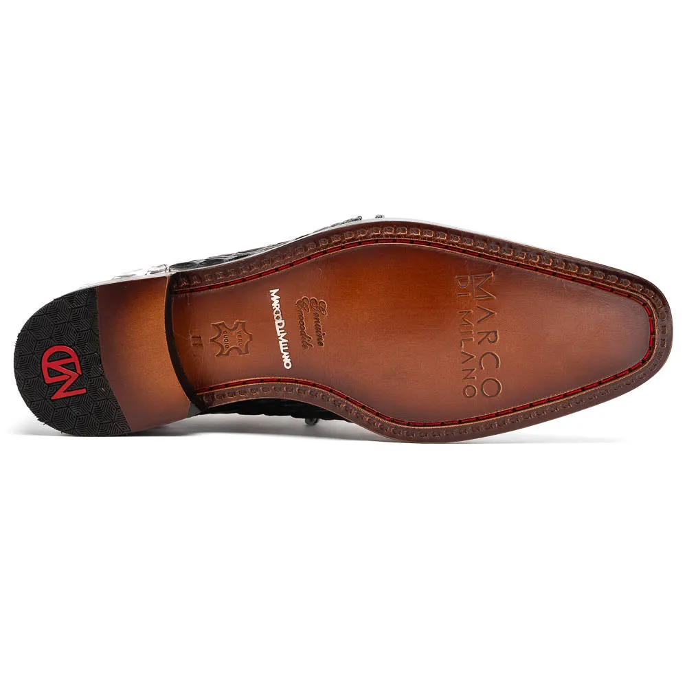 Marco Di Milano Caribe Black / Newspaper Caiman Crocodile Tail Dress Shoes