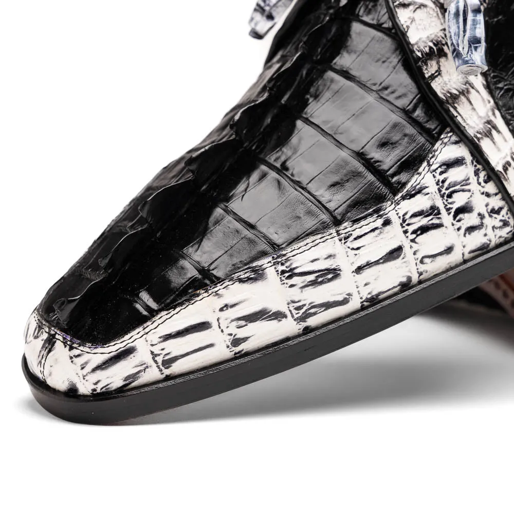 Marco Di Milano Caribe Black / Newspaper Caiman Crocodile Tail Dress Shoes