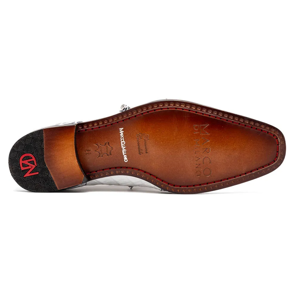Marco Di Milano Caribe in White / Newspaper Caiman Crocodile Derby Shoes