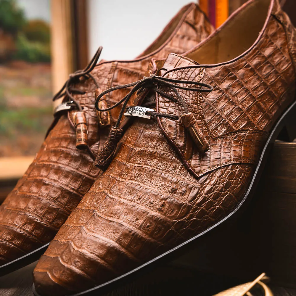 Marco Di Milano Lacio in Bay Apache Caiman Crocodile Derby Dress Shoes