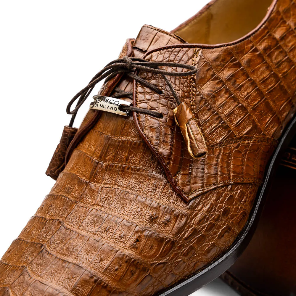 Marco Di Milano Lacio in Bay Apache Caiman Crocodile Derby Dress Shoes