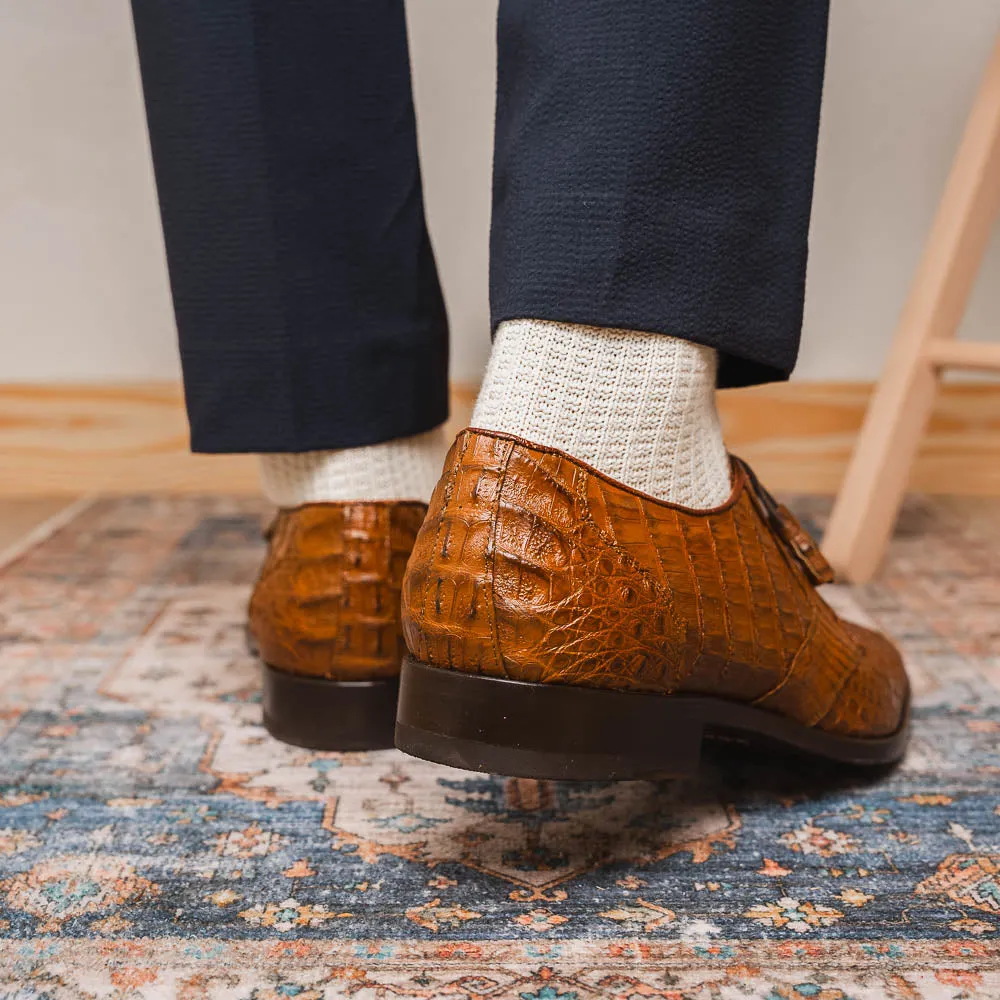 Marco Di Milano Lacio in Bay Apache Caiman Crocodile Derby Dress Shoes