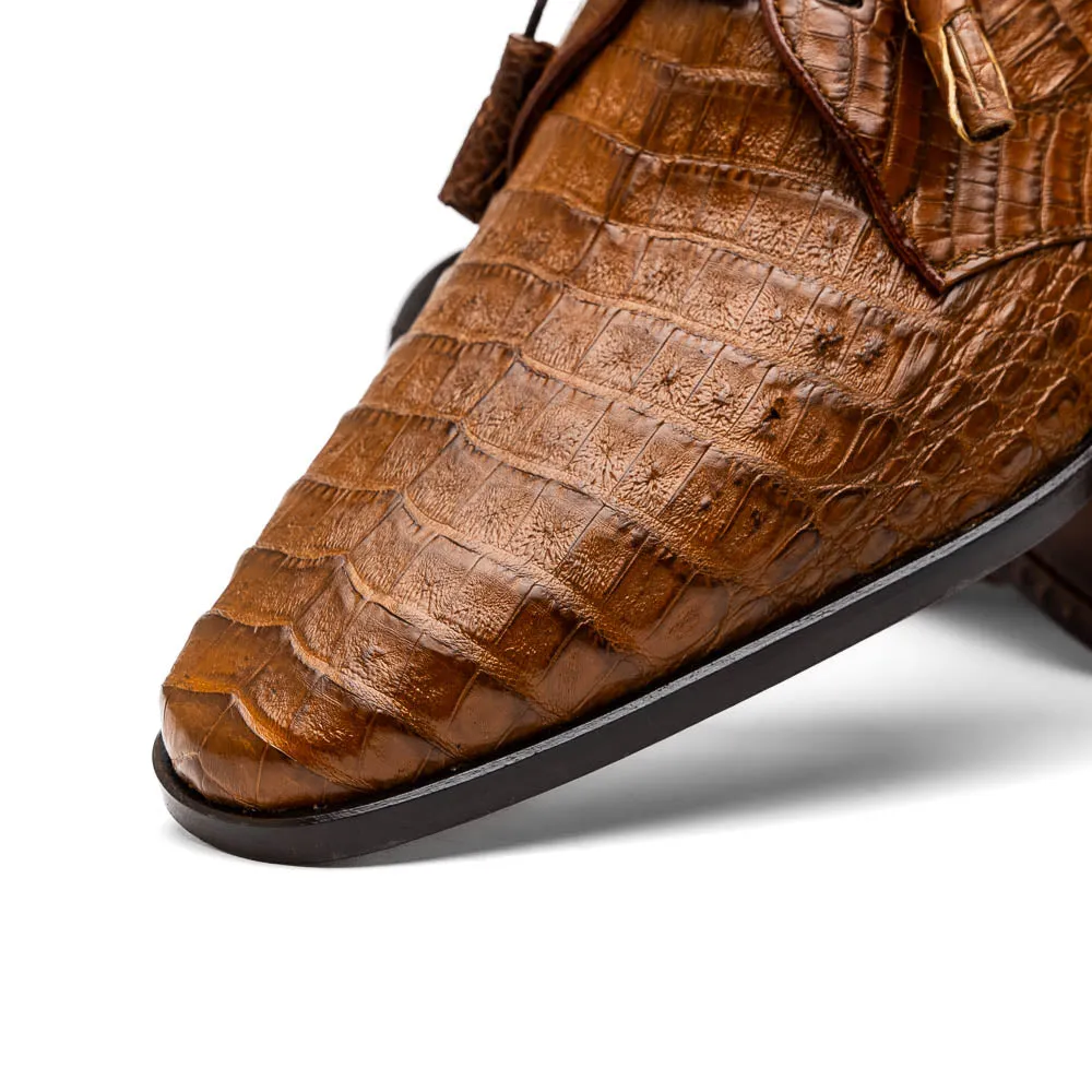 Marco Di Milano Lacio in Bay Apache Caiman Crocodile Derby Dress Shoes