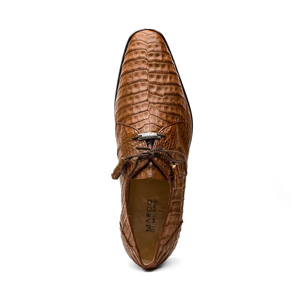 Marco Di Milano Lacio in Bay Apache Caiman Crocodile Derby Dress Shoes