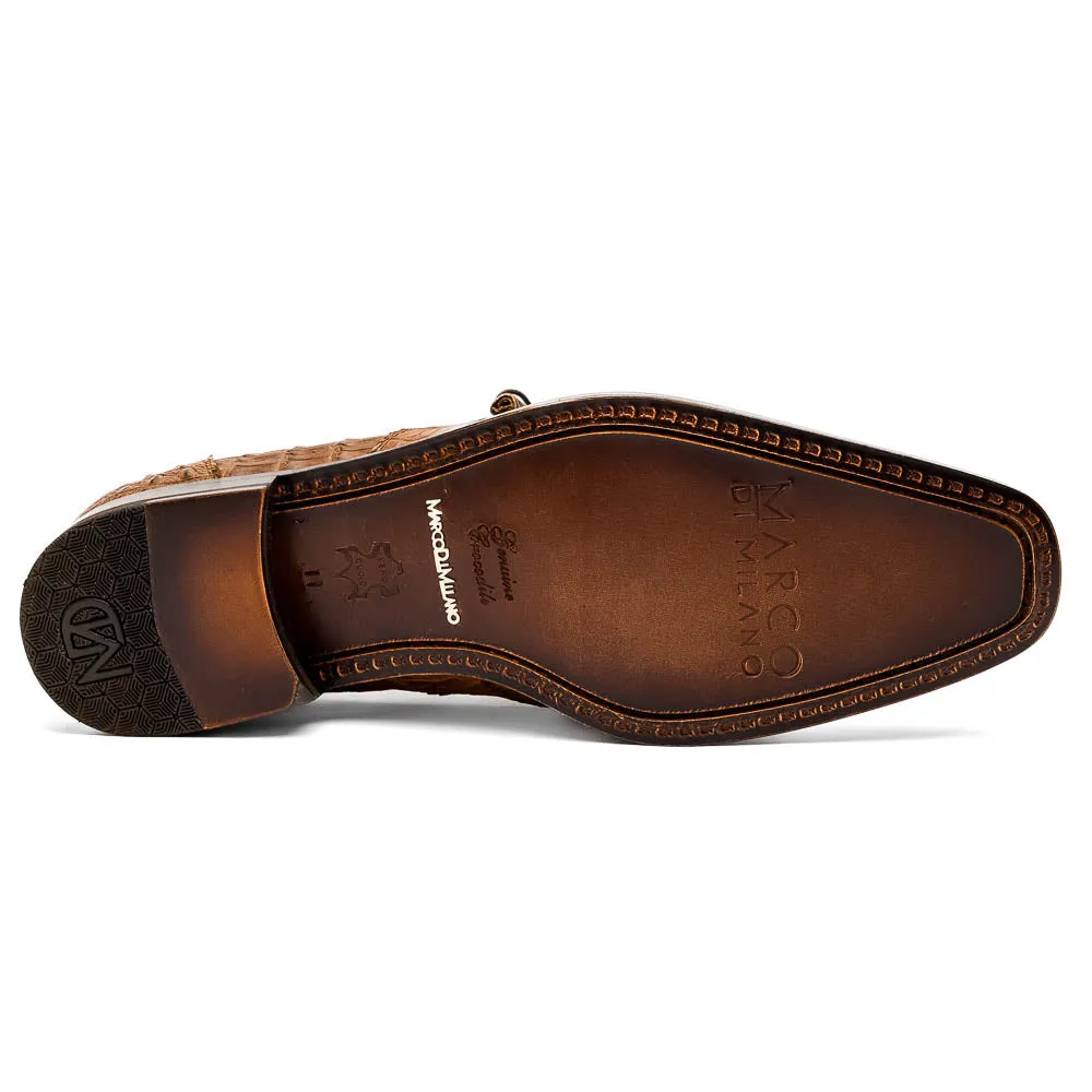 Marco Di Milano Lacio in Bay Apache Caiman Crocodile Derby Dress Shoes