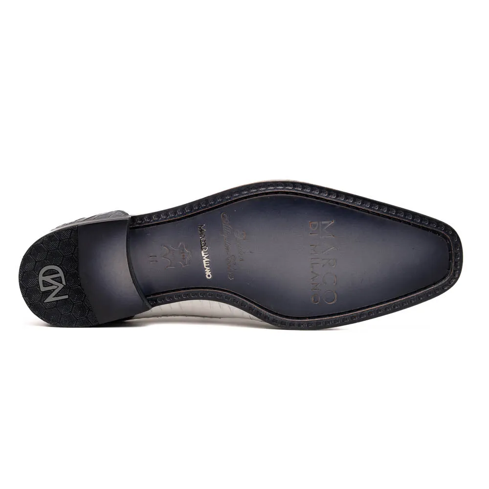 Marco Di Milano Moncalieri in Grey / White Alligator & Cobra Derby Shoes