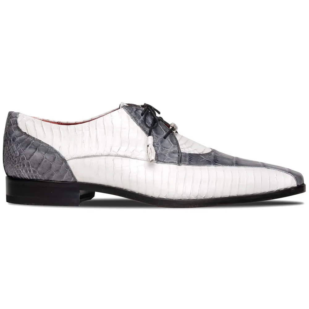 Marco Di Milano Moncalieri in Grey / White Alligator & Cobra Derby Shoes