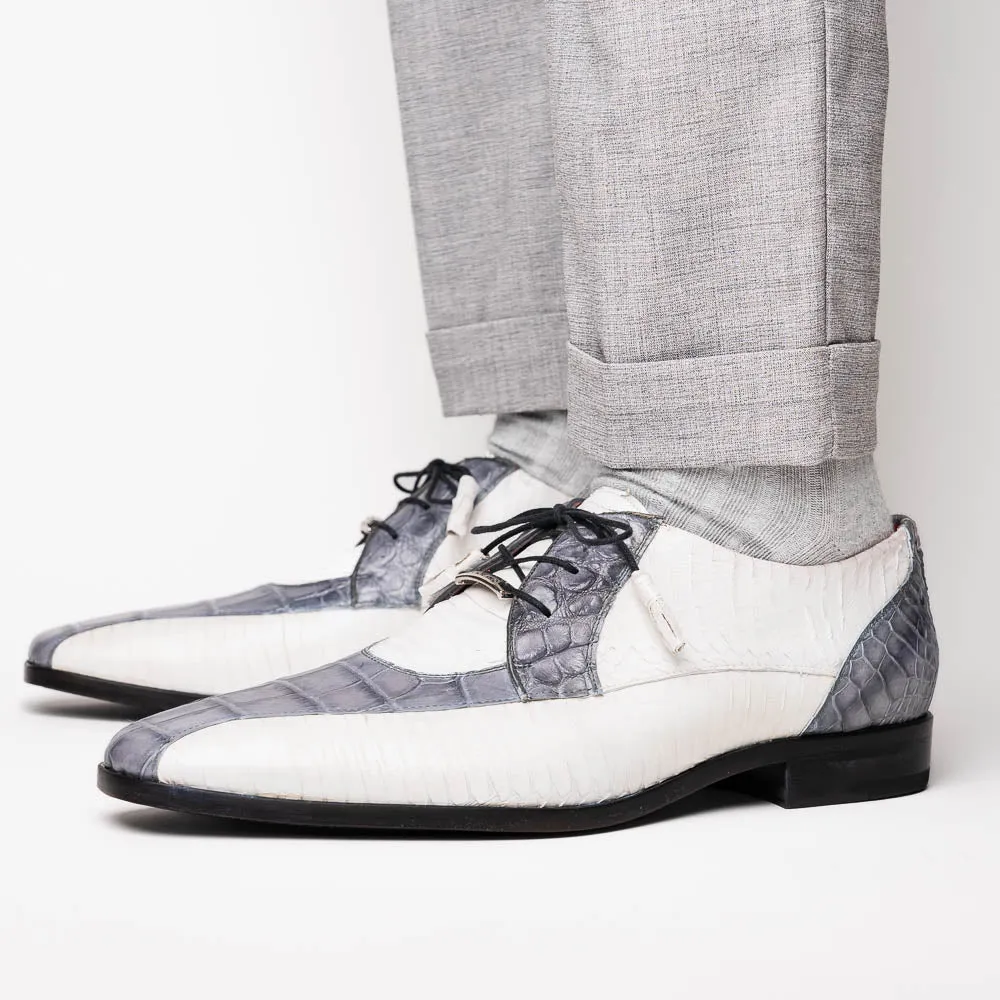 Marco Di Milano Moncalieri in Grey / White Alligator & Cobra Derby Shoes