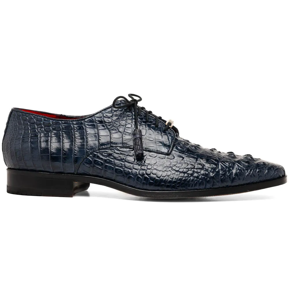 Marco Di Milano Nilo Navy Hornback Crocodile Derby Oxford Dress Shoes