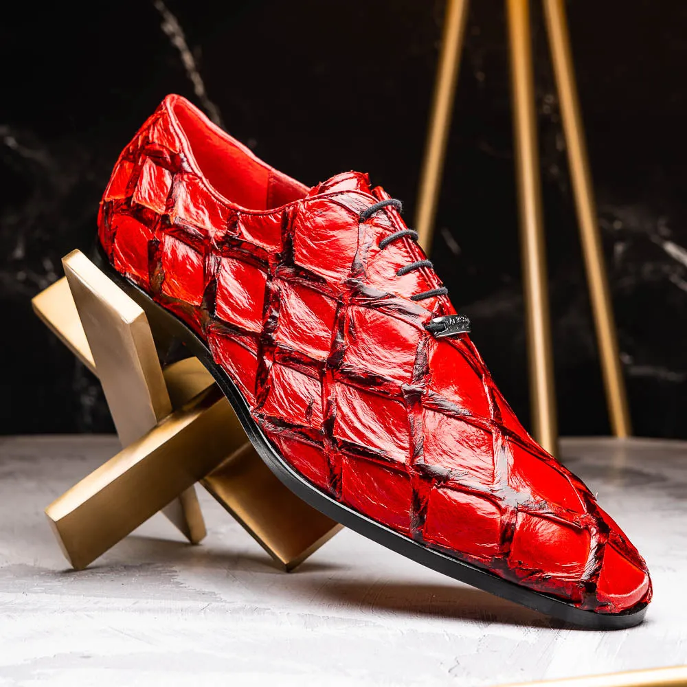 Marco Di Milano Olivieri Red Pirarucu Oxford Dress Shoes