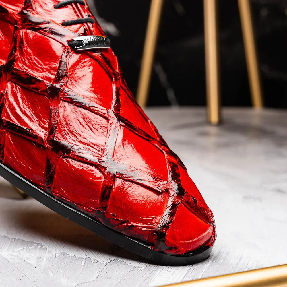 Marco Di Milano Olivieri Red Pirarucu Oxford Dress Shoes