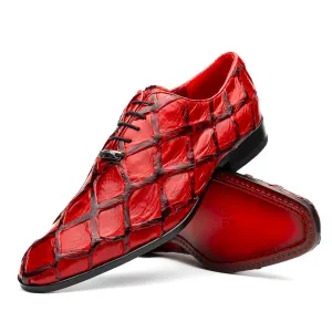 Marco Di Milano Olivieri Red Pirarucu Oxford Dress Shoes