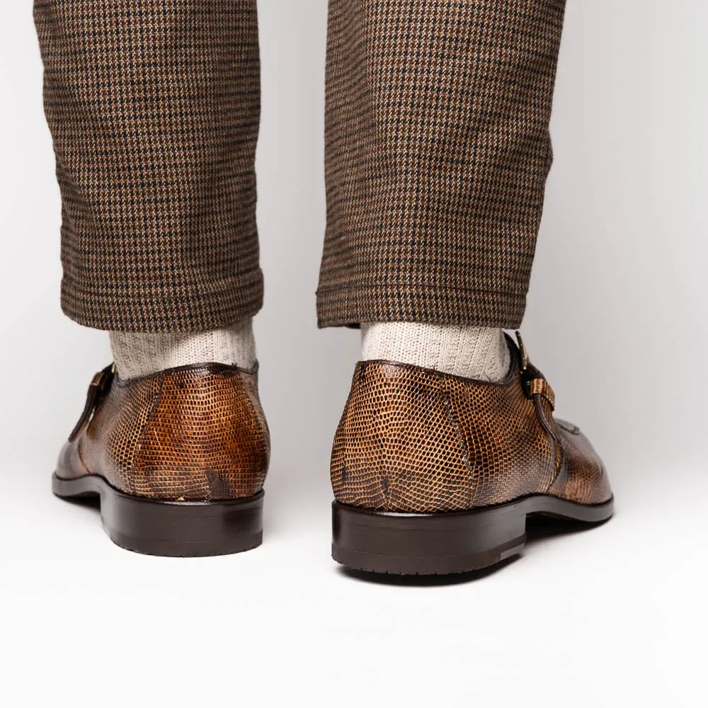 Marco Di Milano Toluca in Rustic Orix Crocodile & Lizard Monk Strap Dress Shoes