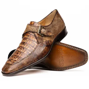 Marco Di Milano Toluca in Rustic Orix Crocodile & Lizard Monk Strap Dress Shoes