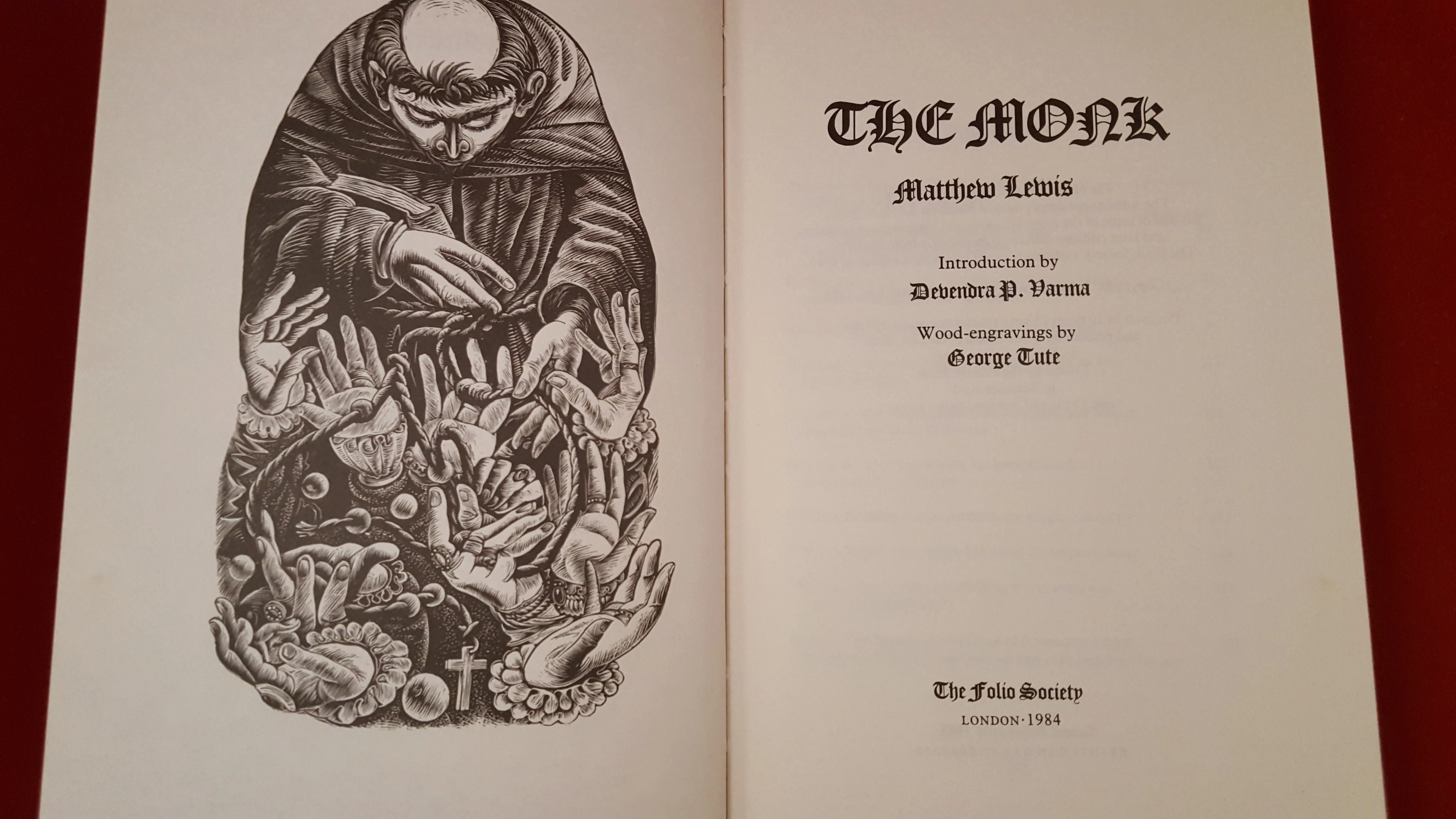 Matthew Lewis - The Monk, The Folio Society, 1984, Introduction Debendra Varma