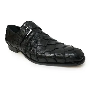 Mauri 1172 Black Pirarucu Fish Monk Strap Dress Shoes