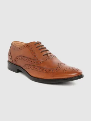 Men Tan Brown Formal Brogue Shoes