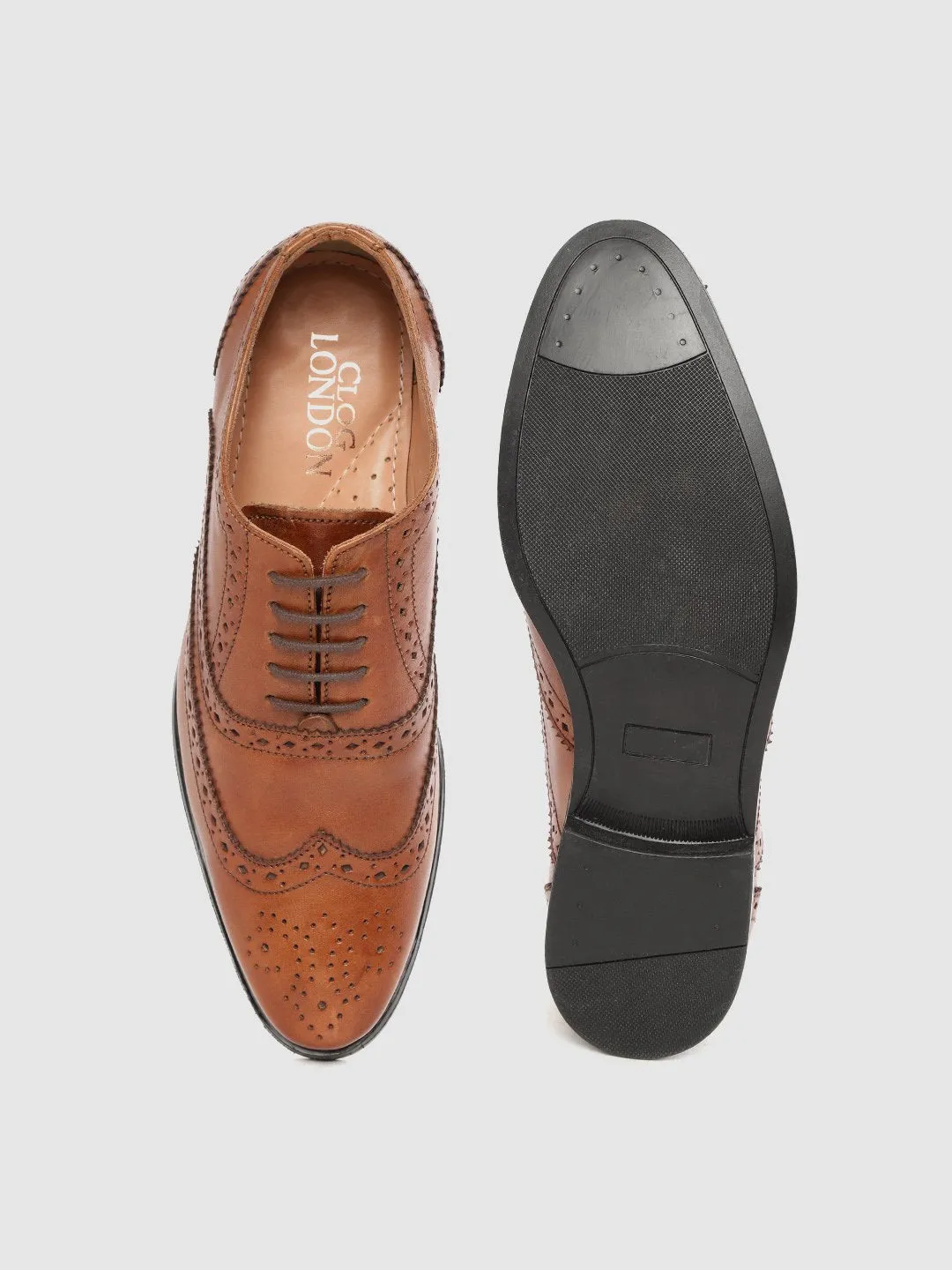 Men Tan Brown Formal Brogue Shoes
