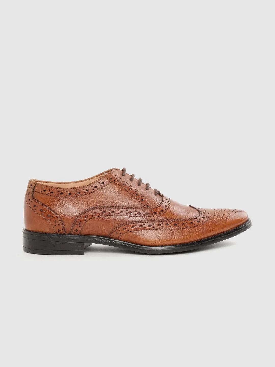 Men Tan Brown Formal Brogue Shoes