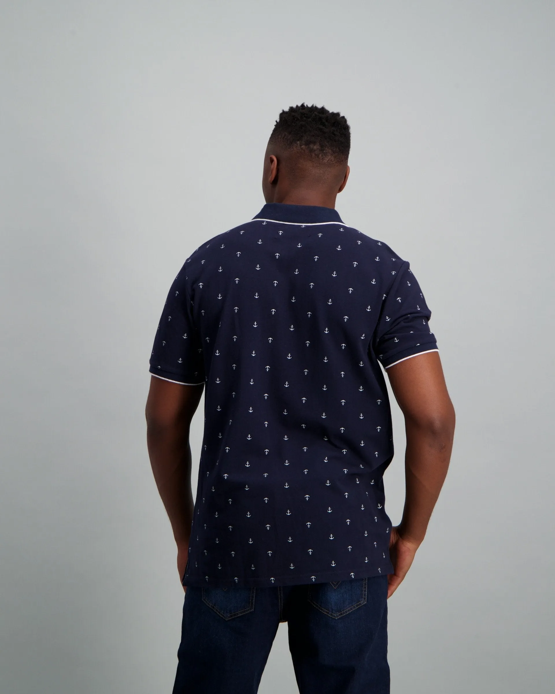 Mens - Anchor Print Golfer - Blue