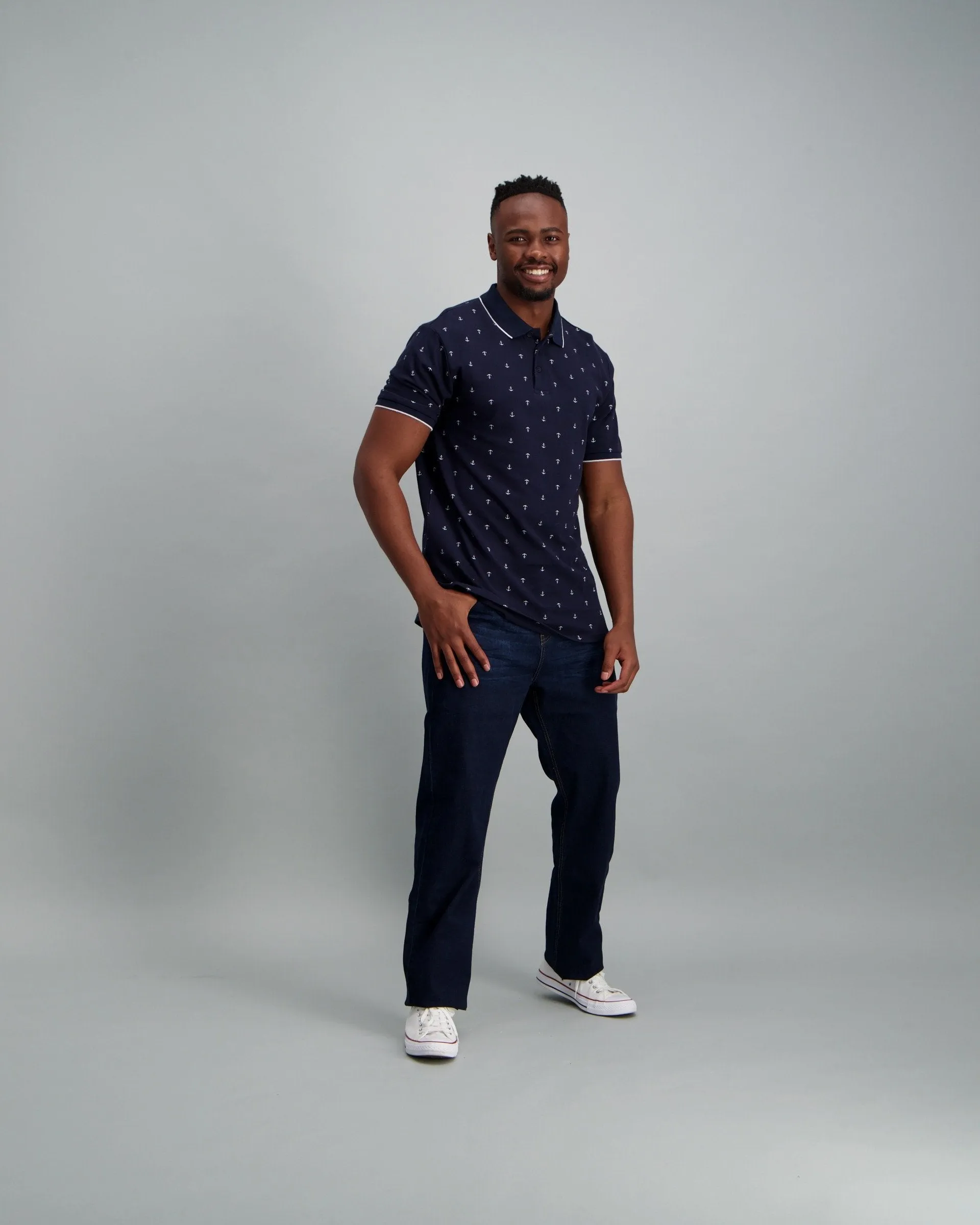 Mens - Anchor Print Golfer - Blue