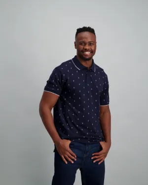 Mens - Anchor Print Golfer - Blue