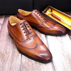 Men's Classic Japanese Leather Shoes Brogue Carved Hollow